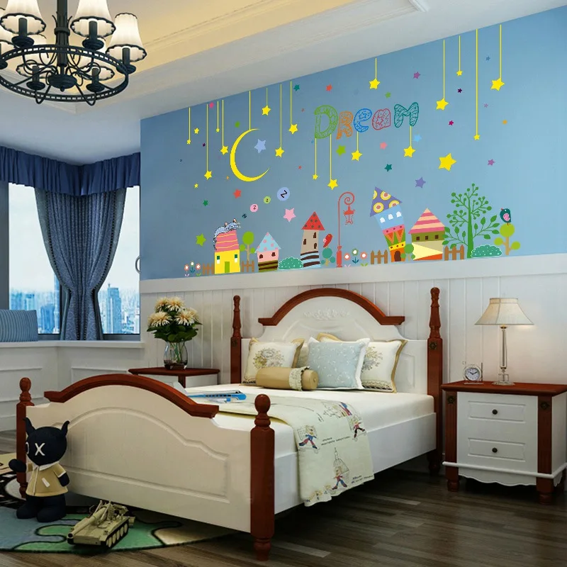 

[heatboywade]Moon Dream PVC House Wall Stickers for Baby room Bed room Eco-friendly Vinyl Art Wall Decals Home Decor(80*145cm)