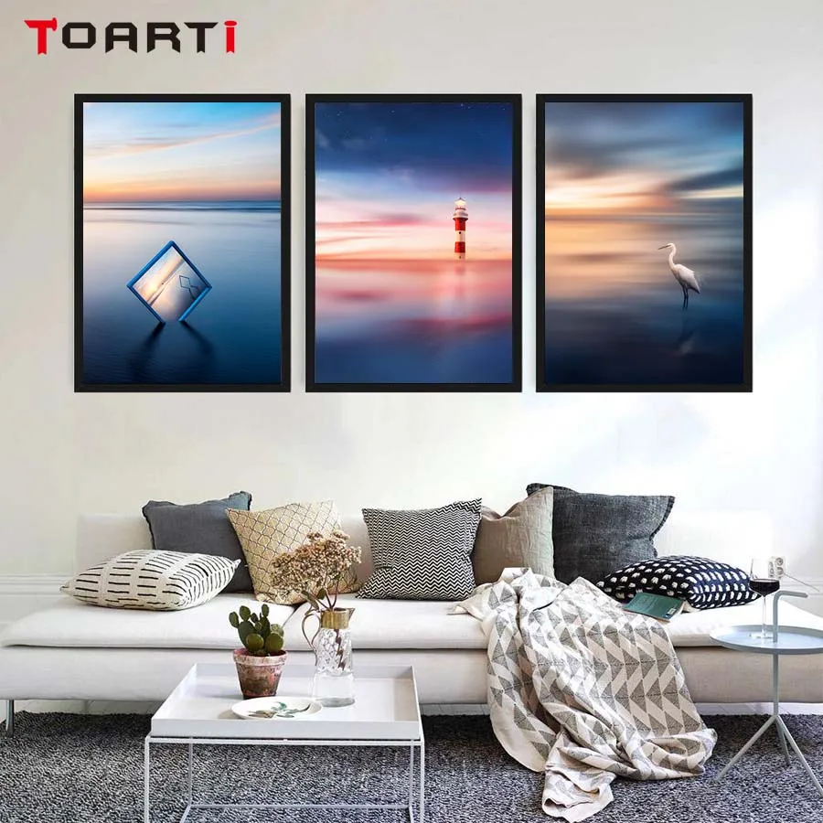 

Reflection Lake Sunset Scenery Wall Art Canvas Poster Print Nordic Painting Pictures Modern Living Room Home Decor Best Gift