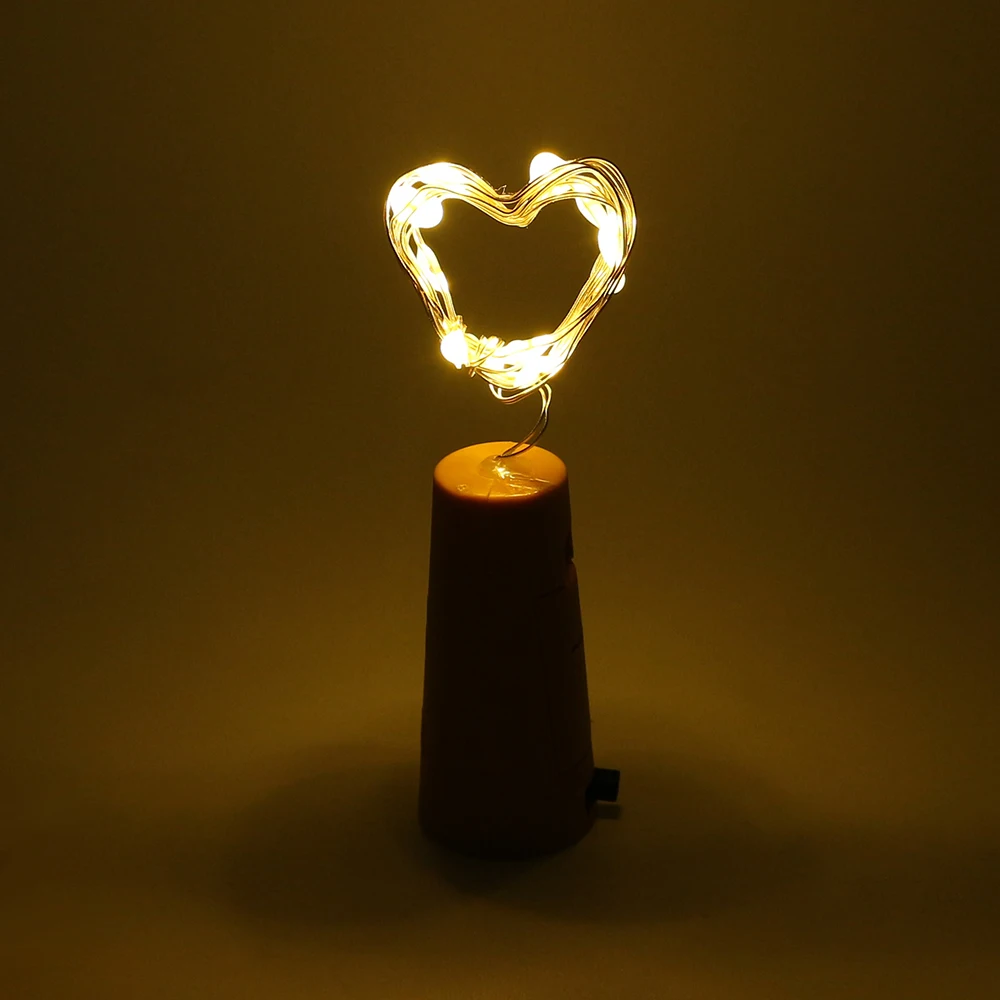1PC Wine Bottle Lights Battery LED Cork Shaped Starry String Lights 2METER 20LEDS Silver Wire Fairy Lights for Wedding