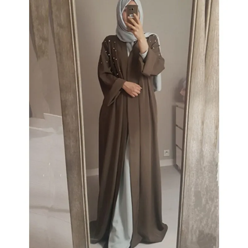 New Abaya Dubai Kaftan Hijab Handmade Pearl Muslim Dress Cardigan Jilbab Caftan Ramadan Abayas Women Turkish Islamic Clothing