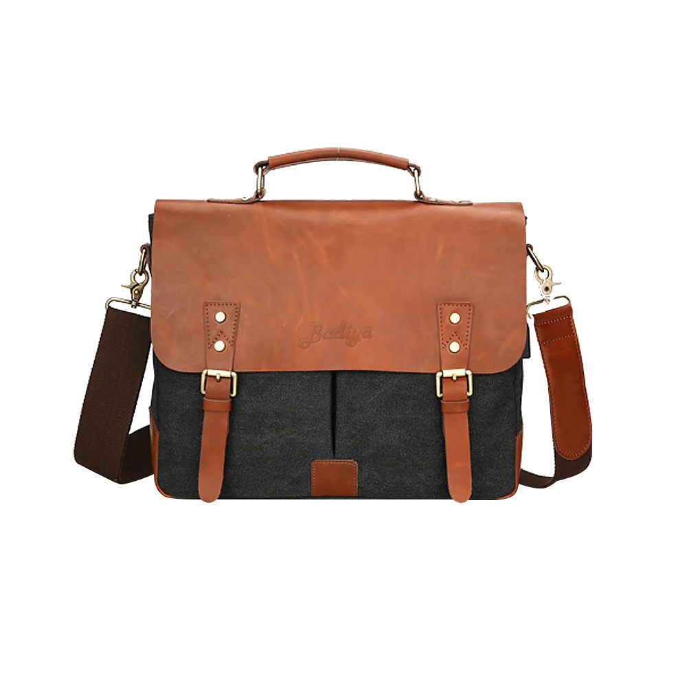 

Retro Genuine Leather Canvas Patchwork Men's Bussiness Briefcase Shoulder Bag With Usb Charger Male Portable Handbag New
