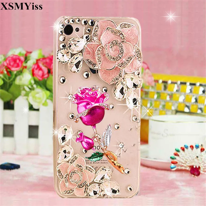 

XSMYiss Handmade Glitter Rhinestone Camellia Crown Soft Phone Case For Samsung j5 j7 j4 j6 j8 A5 A7 A9 A8 A6 PLUS 2017 2018 A80