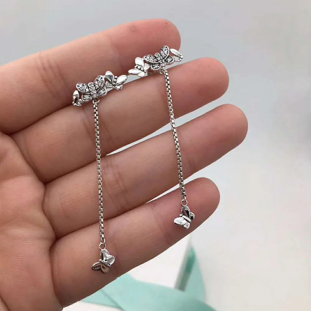 

CHAMSS 2019 S925 Sterling Silver New 297964CZ Bedazzling Butterflies Earring Original 1:1 Women Luxury Jewelry Free Shipping