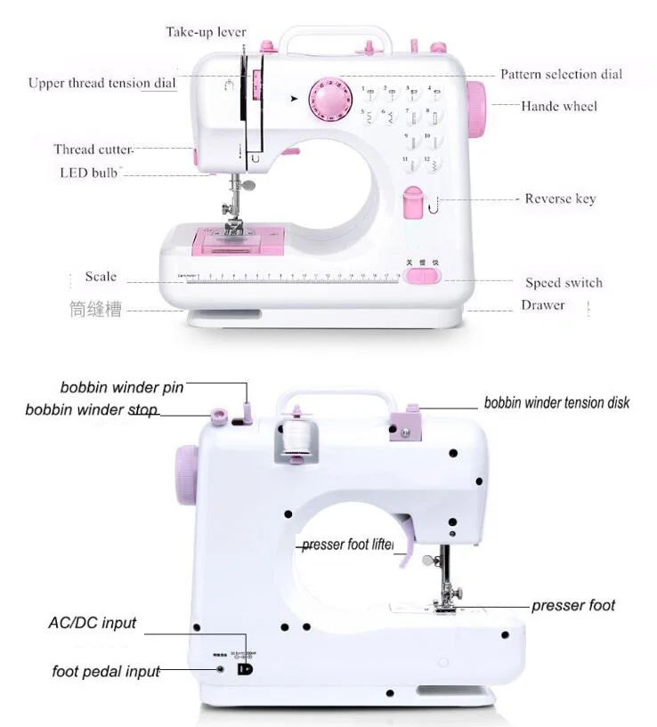 Ручной бренд швейная машина Заводская Бытовая вязальная электрическая мини Портативная DC мощность педаль