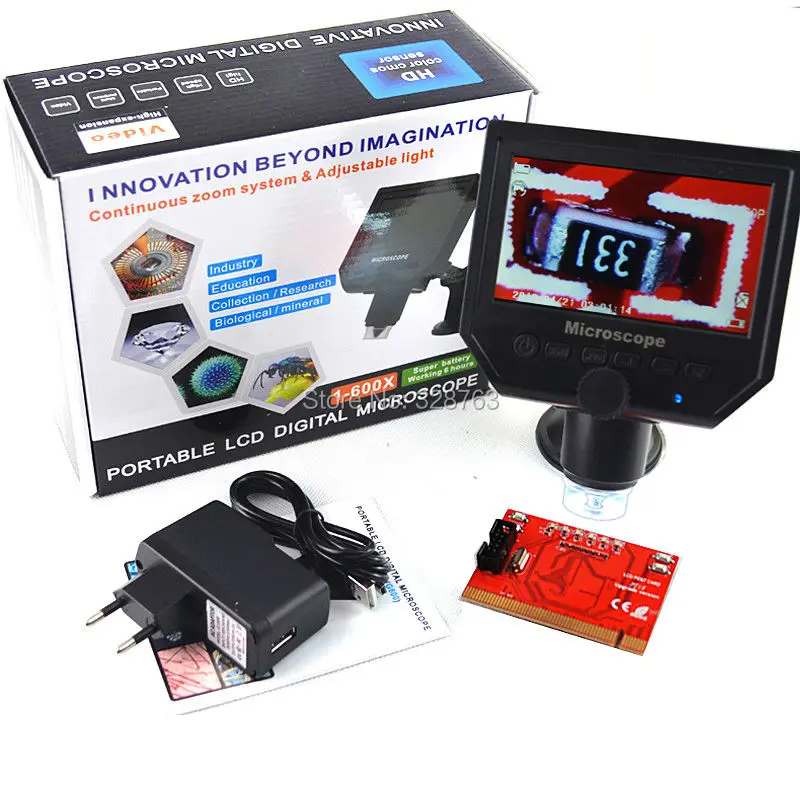 

Free shippnig 1~ 600X USB Portable Digital Electronic Microscope with 4.3" HD OLED Screen for Phone PC motherboard repair