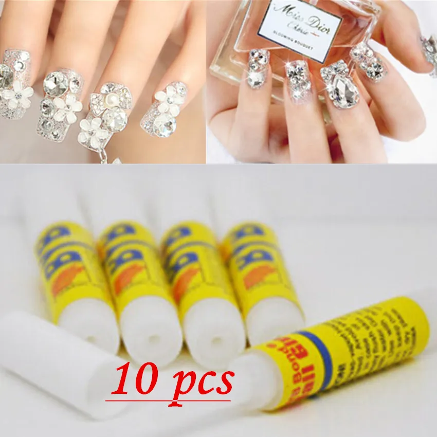 New 10 X 2 g Mini False Beauty Nail Art Glue Tips Glitter Acrylic