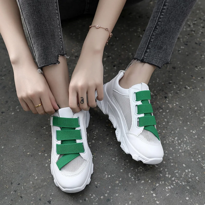 

Allwesome White Shoes Women Sneakers 2019 Summer Mixed Colors Wedges Chunky Sneakers Heart Shape Casual Flats Platform Shoes