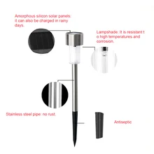 Новейший 5/10 шт. светодиодный светильник на солнечных батареях из нержавеющей стали, водонепроницаемая лампа для газона для улицы, сада, двора