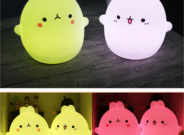 New style Rabbit LED Night Light For Children Baby Kids Bedside Lamp Multicolor Silicone Touch Sensor Tap Control Nightlight (5)