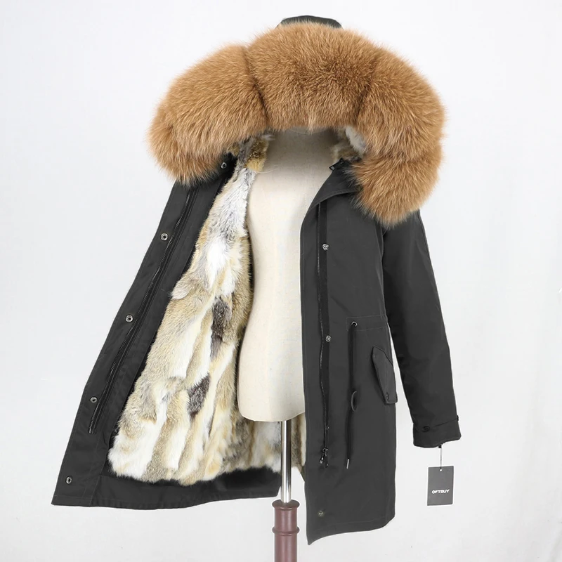 OFTBUY Водонепроницаемая зимняя куртка женская длинная парка натуральный мех пальто натуральный Лисий меховой капюшон, воротник натуральный