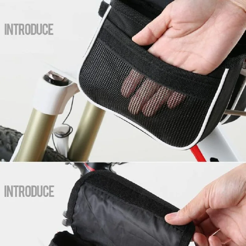 Cheap Bicycle Cycling Bag Front Tube Frame Phone Waterproof Bicycle Bags Pannier Double Pouch Phone Bag Holder Bycicle Accessories 3.0 2