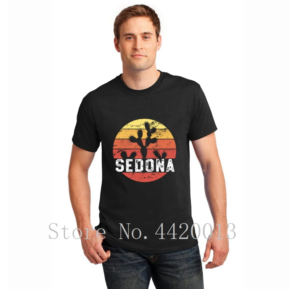 Индивидуальные футболки S-3xl Ретро sedona arizona семейный отдых кактус подарок homme