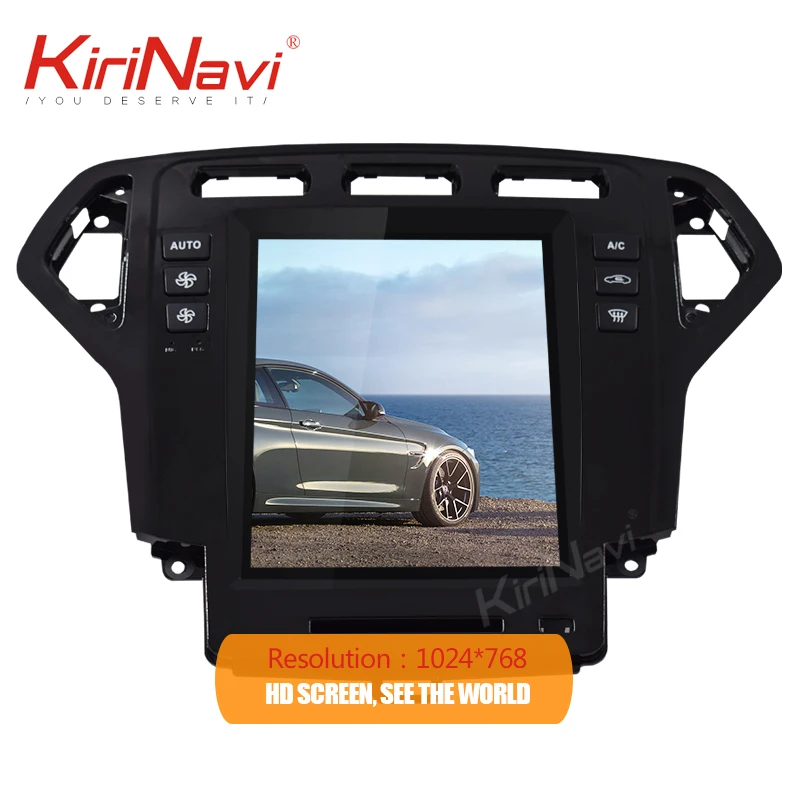 Discount KiriNavi Vertical Screen Tesla Style Android 8.1 10.4" Car Dvd Player For Ford Mondeo Car Radio Gps Navigation 2007-2010 4G WIFI 2
