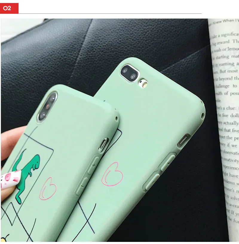 Silicone Dinosaur Case For iPhone 8 8plus 7 7 Plus Cases Clear Phone Case For iphone 6 s 6s Plus X XR XS Max Cases Cover Coque   (16)