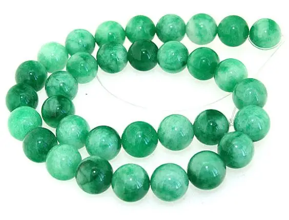 

Unique Pearls jewellery Store 12mm Green Jade Round Gemstone Loose Beads One Full Strand 15 inches LC3-0261