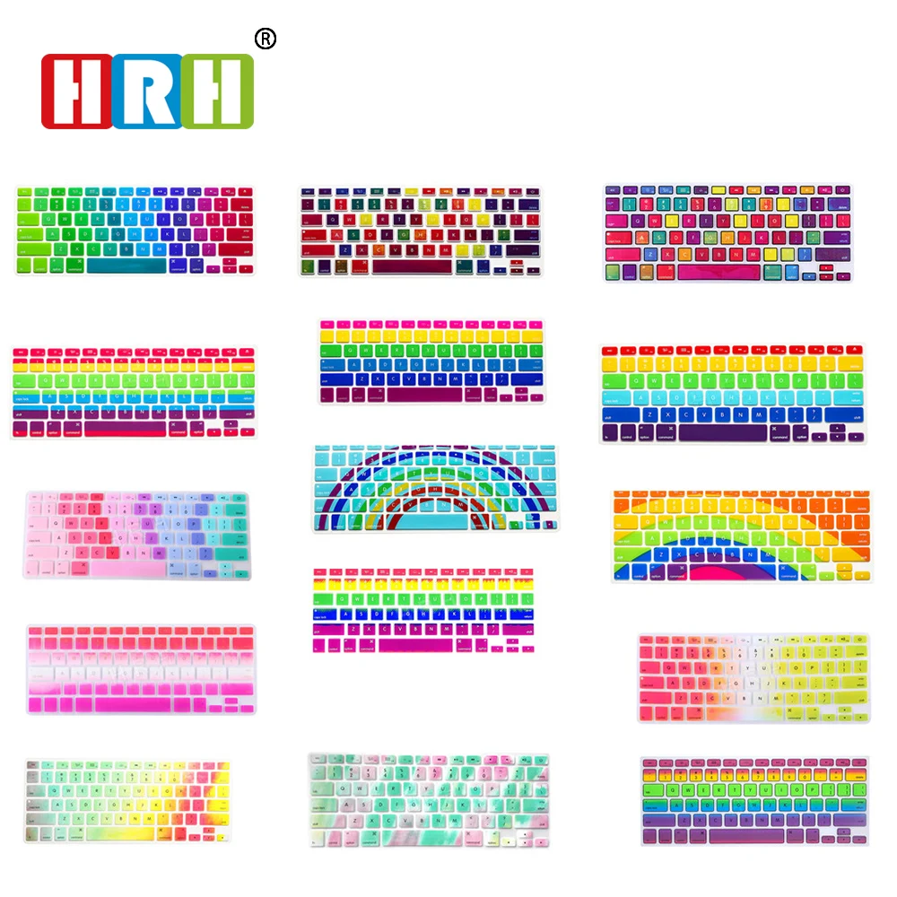 

HRH For macbook air 13 keyboard cover Rainbow Keypad Skin Protective Film For Macbook Pro 13 15 17 Air 13 Retina 13 USA Version