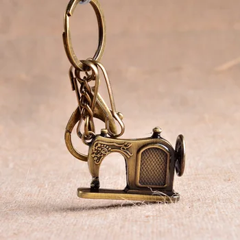 

High Quality Diy Vintage Keychain Antique Bronze Zinc Alloy Metal Keyring Sewing Machine Chain Souvenirs Gift Charm Car Chaveiro