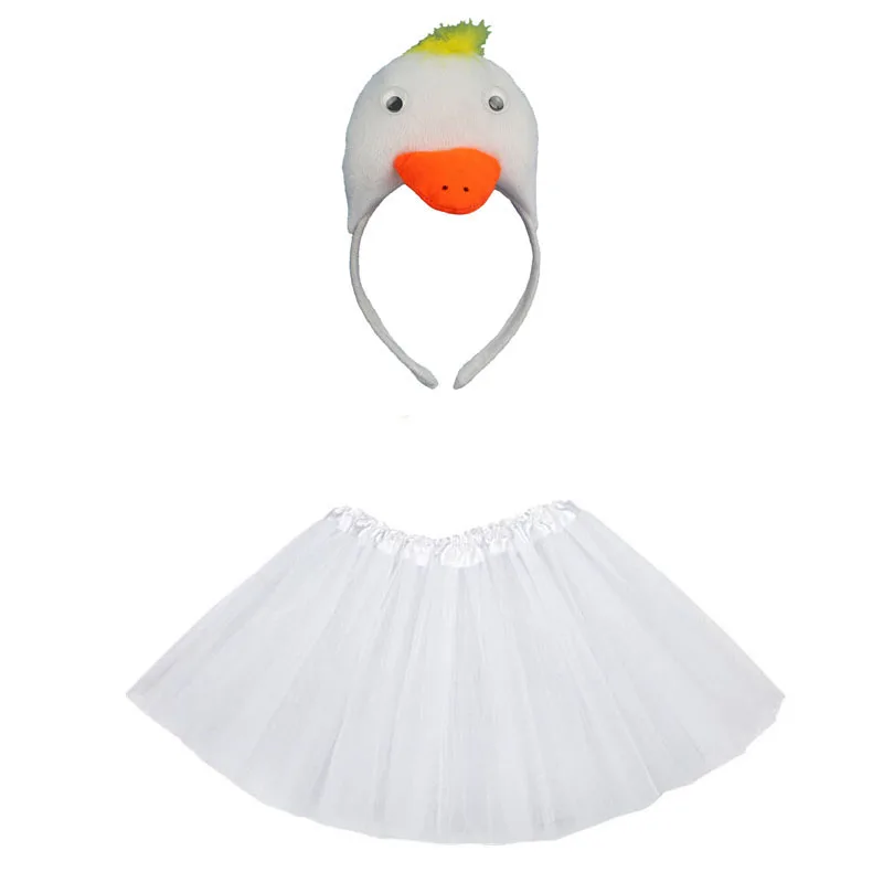 Animal Costume Chick Cosplay Head Wear Headband with Tutu Skirt Kids Children Party Props Halloween Costume Carnival