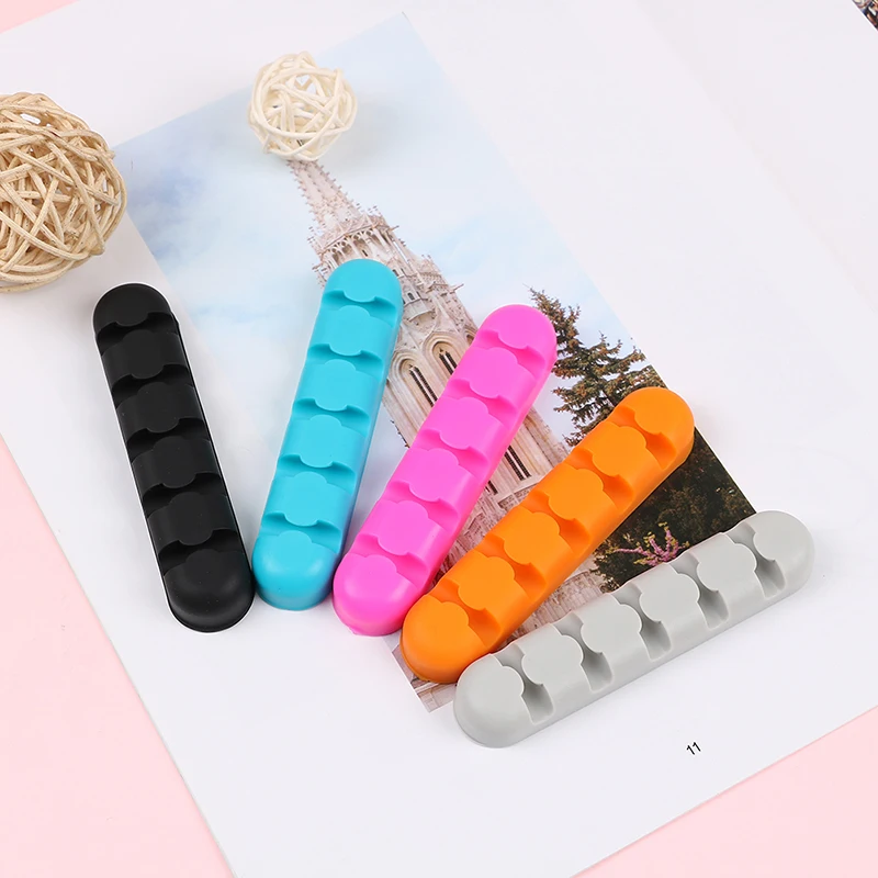 5 Holes Cable Winder Earphone Cable Organizer Wire Storage Silicon Charger Cable Holder Clips For MP3 ,MP4 ,Mouse,Earphone