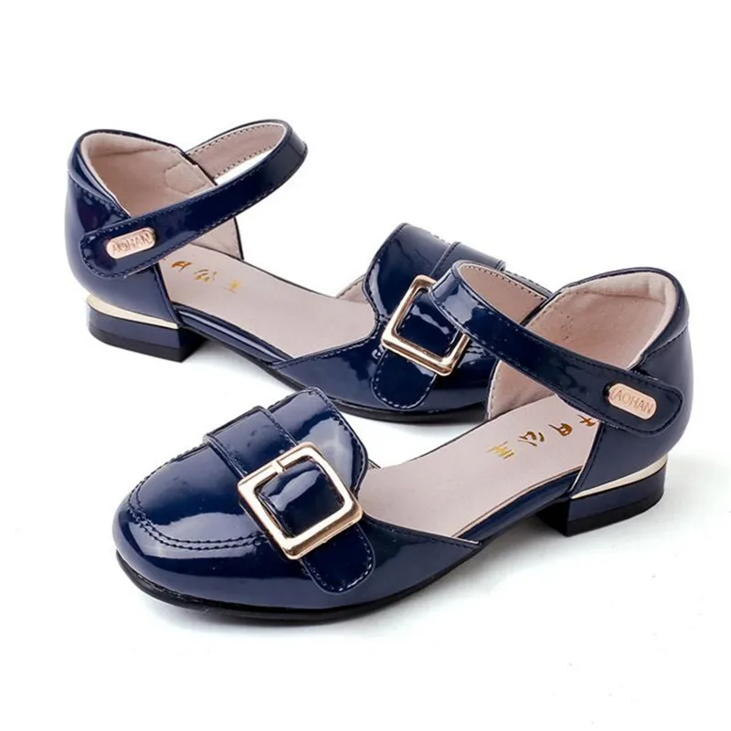 

Baby Children Kids Dress Girl Princess Leather Shoes PU 3colors casual baby Metal buckle red girls fashion brand shoe Hot sales