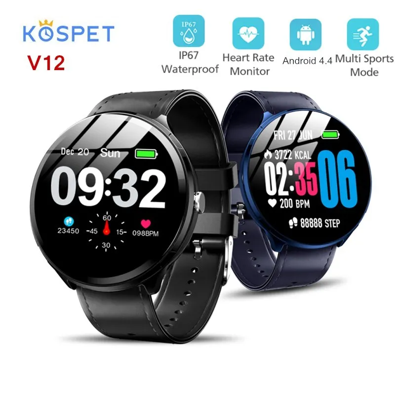 Kospet V12 Смарт-часы 1,3 дюймов закаленное Стекло монитор сердечного ритма трекер сна напоминание Bluetooth IP67 спортивные Смарт-часы