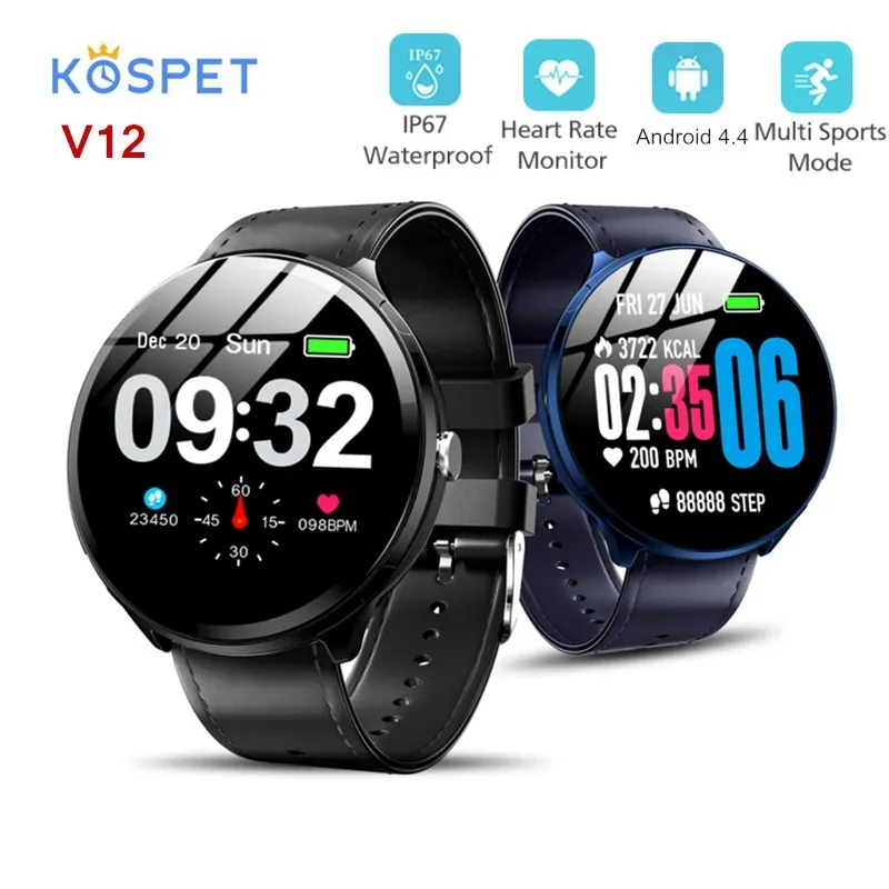 

Kospet V12 Smart Watch 1.3 inch Tempered Glass Heart Rate Monitor Sleep Tracker Call Reminder Bluetooth IP67 Sports Smart Watch