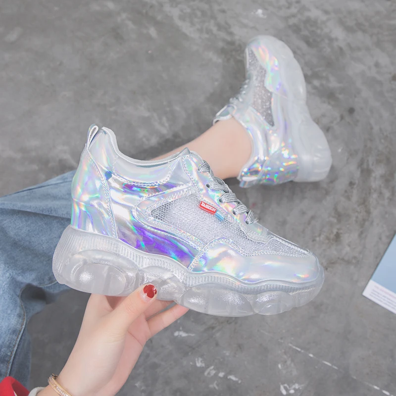 

Glitter Crystal Sneakers 2019 Creepers Rhinestone Platform Sneakers Women Sneakers Vulcanize Casual Shoes Woman Basket femme
