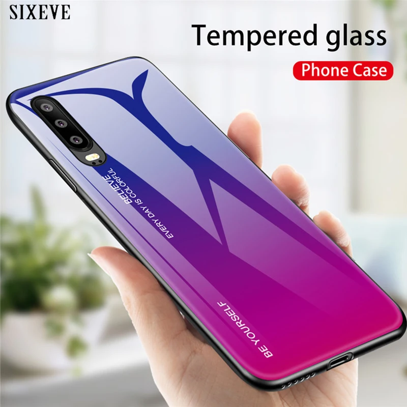 Градиентный чехол из закаленного стекла для huawei P30 P40 P20 Lite Pro honor 10 Mate 20 30 Enjoy P Smart