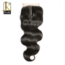 JK волосы бразильский закрытия шнурка объемная волна 4x4 швейцарский шнурок человеческих волос Закрытие средней части отбеленные узлы с ребенком волос