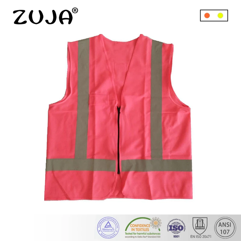 

Reflective Vest Pink Safety Hi-vis knitted Vest with a Zipper