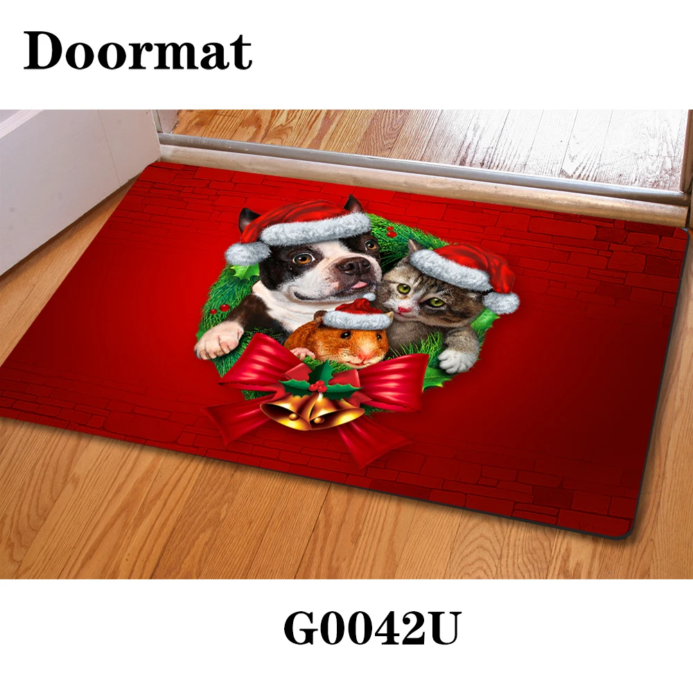 Merry Christmas 3D Милые собака и кошка печать пылевпитывающие коврики(40*60 см) Коврики Дверные для гостинной стол коврик войлочный ковер для спальни ковры