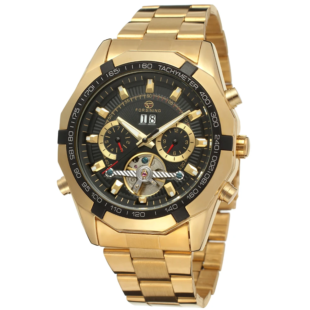 Forsining Classic Automatic Stainless Steel China Wholesale Luxury Men Gold color Watches