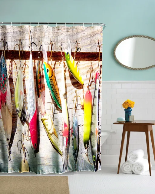 3D Colorful Sea fish Shower Curtains Waterproof Fabric Polyester