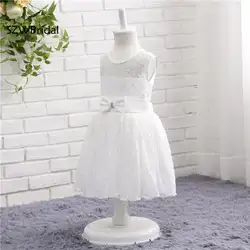 2019 г. Белые Платья с цветочным узором для девочек, ТРАПЕЦИЕВИДНОЕ недорогое бальное платье из сатина и тюля длиной до пола, детские