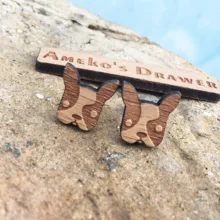 Животные серьги лазерной гравировкой серьги с собаками шпилька в виде бульдога собачка деревянные серьги ручной работы щенок серьги X 10 пар