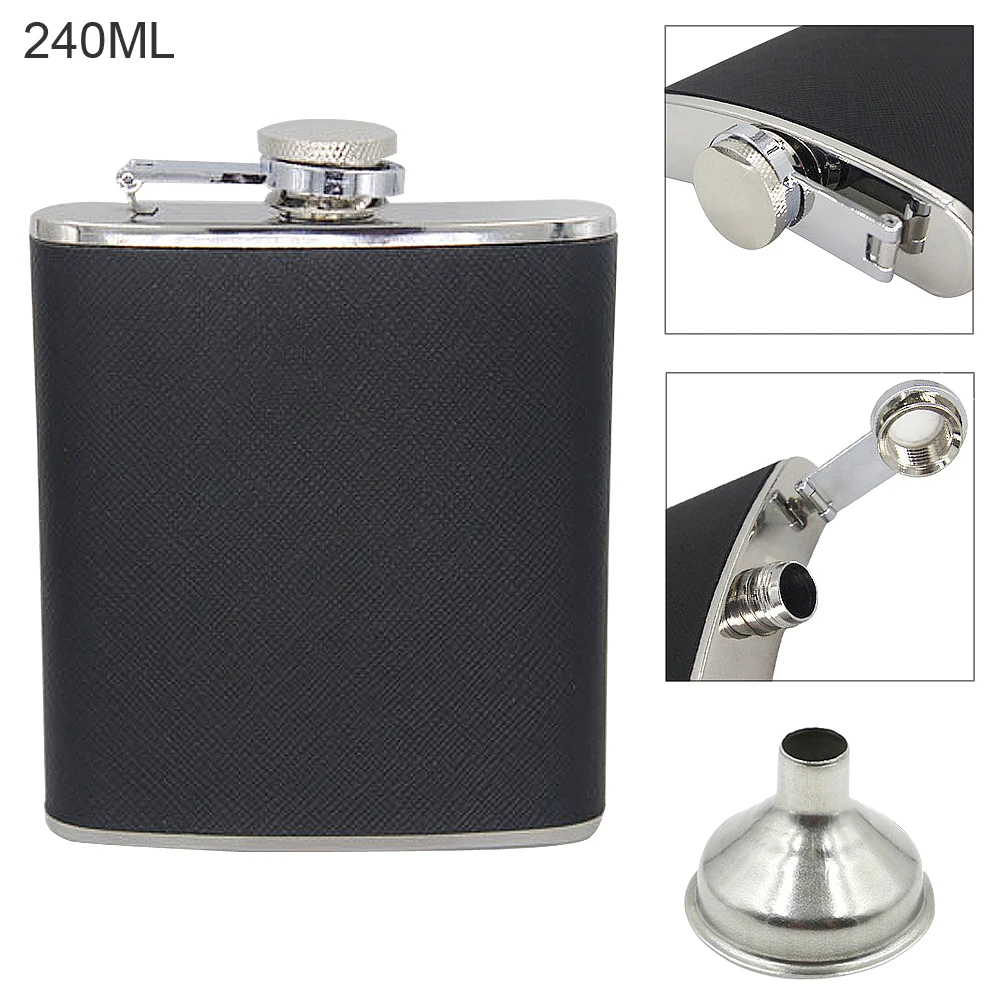 Buy 7oz Hip Flask With Funnel Portable Stainless Steel