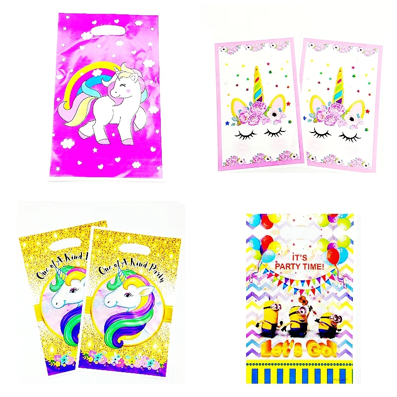 

20Pcs Unicorn Cartoon Theme Party Loot Bag Gift Plastic Candy Cookie Bags Mickey Mouse kids birthday wedding Decoration Party