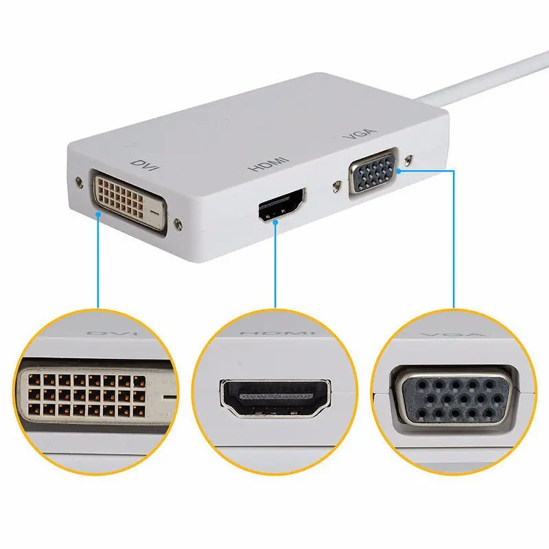 

EDAL 3 in1 Mini Display Port DP To HDMI VGA DVI Display Port Cable Adapter Converter for Apple Macbook Microsoft Surface Pro 2 3