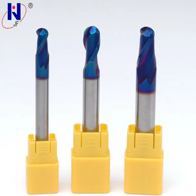 HRC60 Blue NaCo Coated R3*12*D6*50 Solid carbide Ball nose end mill 2 flute end mills with straight shank milling cutter