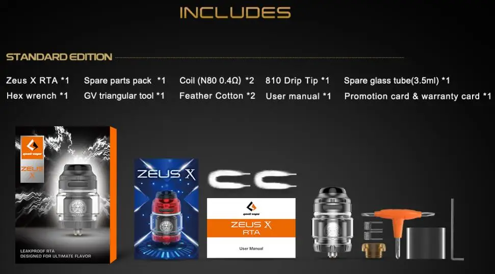 Original GeekVape Zeus X RTA 4.5ml 2ml Capacity Tank Supports Singledual Coil Building E-cig Vape Tank VS Zeus Dual AMMIT MTL 01 (3)