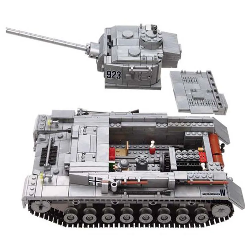 Военная Модель 923 PZKPFW-IV танка войны с немецкими солдатами строительные блоки наборы совместимые армейские ww2 игрушки для детей