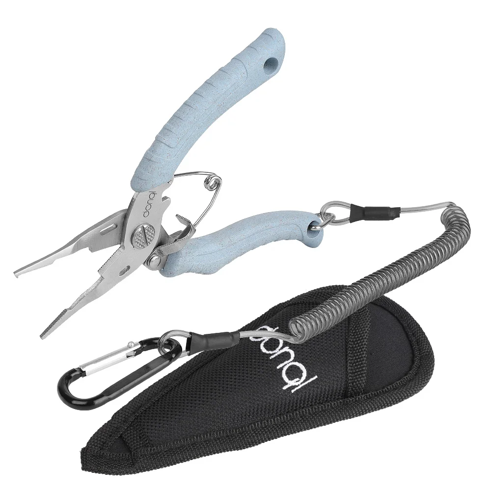 DONQL Multifunctional Fishing Pliers Line Cutter Hook Remover Stainless Steel Scissors Fishing Clamp Accessories Spring Rope     (9)