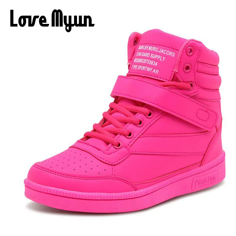 Zapatos informales con plataforma de elevación oculta para mujer, zapatillas de cuero, transpirables, altas, botas, color blanco y negro, NN-49