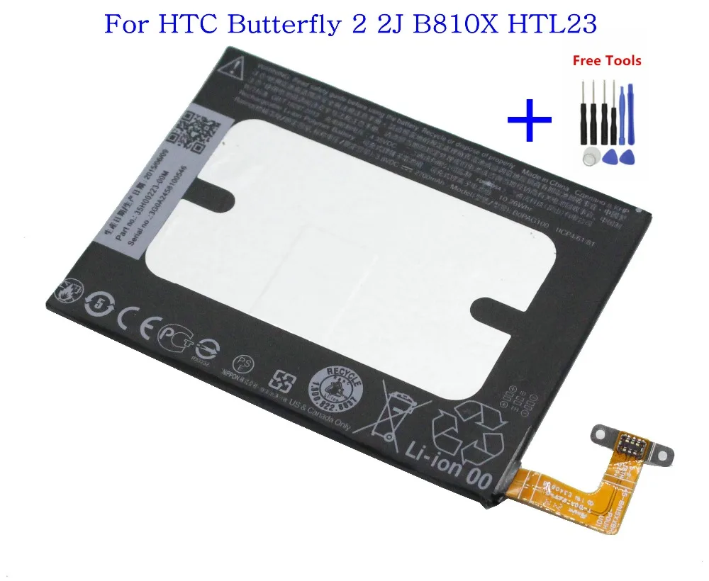 

1x Replacement Battery B0PAG100 For HTC Butterfly 2 2J B810X HTL23 2700mAh Top Quality Internal batterie Akku+ Repair Tools kit