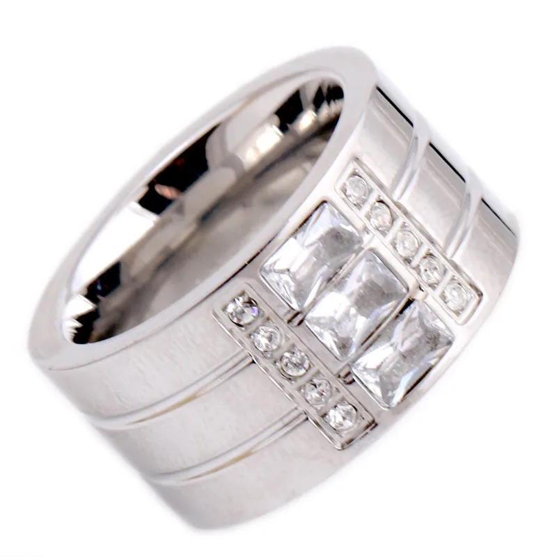 Modyle Fashion Rings For Women White Zircon Gold Color Stainless Steel Wedding Engagement Rings For Men