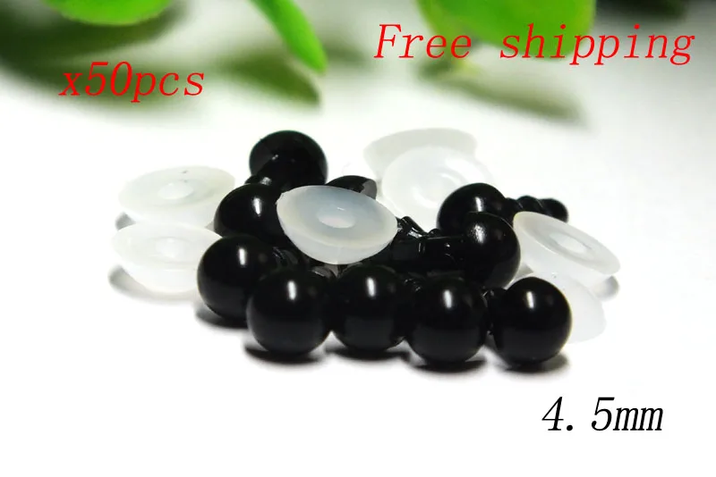 Free Shipping 50pcs 4.5mm Safety Black Eyes With Plastic Washers Fit For Teddy Bear