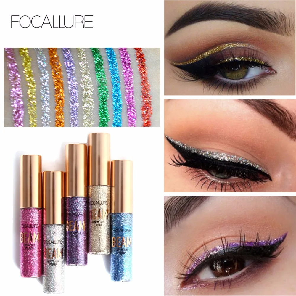 FOCALLURE 5 Colors Glitter Eyeliner Eyeshadow Waterproof Liquid Eye