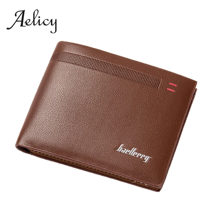 

Aelicy High Quality Leather Short Wallet men's Business Luxury Billfold Male Retro multi-card Folding Purse ultra-thin Slim