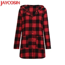 Футболка женская клетчатая футболка с круглым вырезом с длинным рукавом и карманом с капюшоном Топы Прямая поставка Женский футболки 25 июля