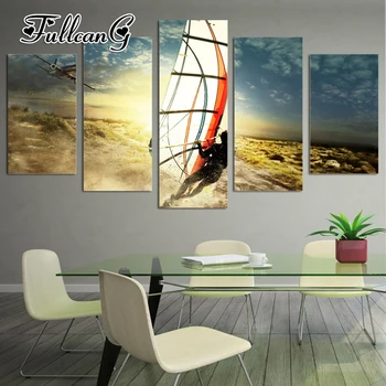 

FULLCANG 5pcs diy diamond painting "Surfers" full drill 3d cross stitch mosaic embroidery multi-picture decor gift G1188